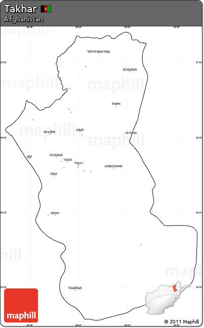 Blank Simple Map of Takhar, cropped outside
