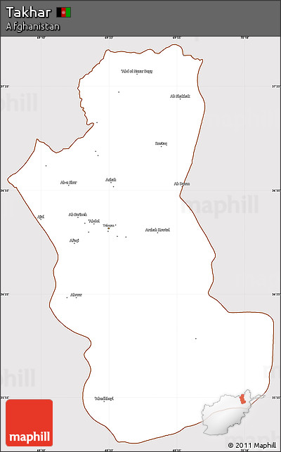 Classic Style Simple Map of Takhar, cropped outside