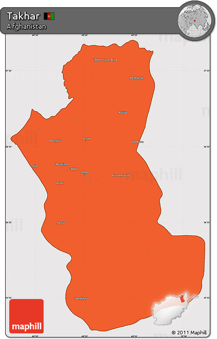 Political Simple Map of Takhar, cropped outside