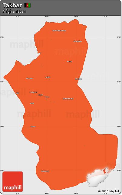 Political Simple Map of Takhar, single color outside