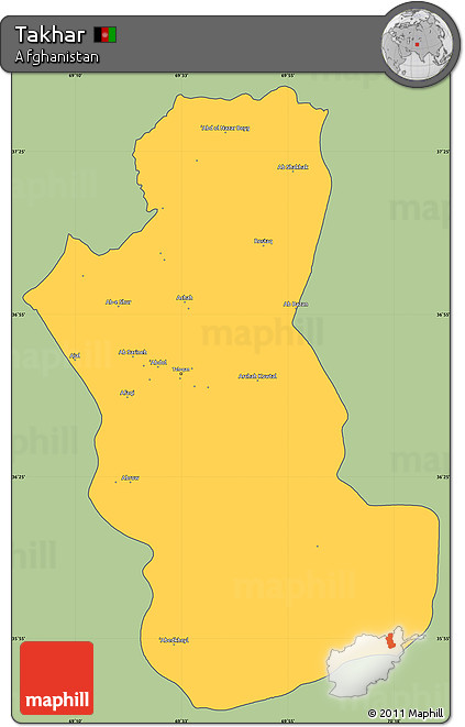 Savanna Style Simple Map of Takhar, cropped outside