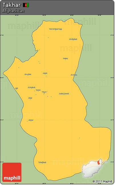 Savanna Style Simple Map of Takhar, cropped outside
