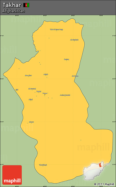 Savanna Style Simple Map of Takhar, cropped outside