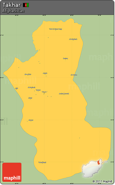 Savanna Style Simple Map of Takhar, single color outside