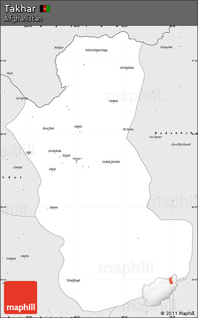 Silver Style Simple Map of Takhar
