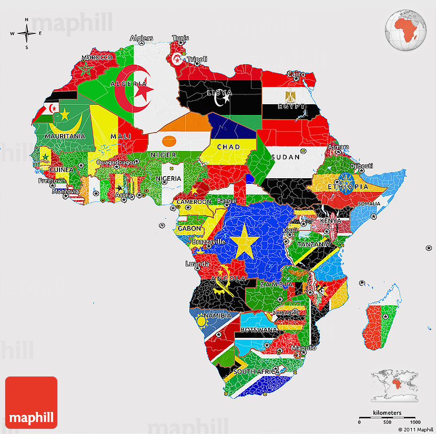 africa map of flags