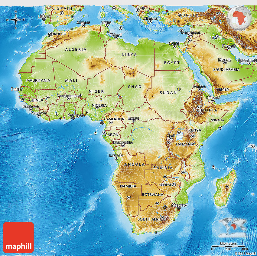 africa map political and physical