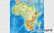 Physical 3D Map of Africa, political shades outside