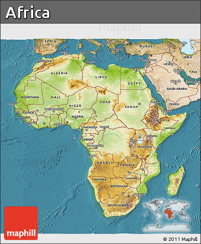 Physical 3D Map of Africa, satellite outside