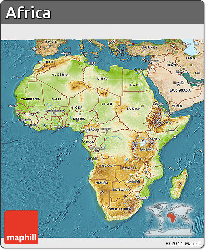 Physical 3D Map of Africa, satellite outside
