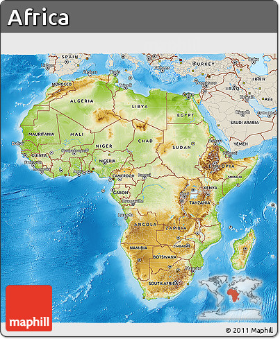 Physical 3D Map of Africa, shaded relief outside