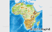 Physical 3D Map of Africa, single color outside, bathymetry sea, shaded relief sea
