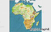Physical 3D Map of Africa, single color outside, satellite sea