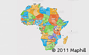 Political 3D Map of Africa, cropped outside