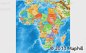 Political 3D Map of Africa, physical outside