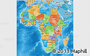 Political 3D Map of Africa, political shades outside