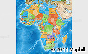 Political 3D Map of Africa, satellite outside, bathymetry sea