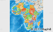 Political 3D Map of Africa, shaded relief outside