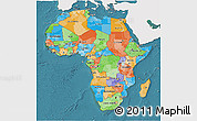 Political 3D Map of Africa, single color outside, satellite sea