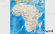 Shaded Relief 3D Map of Africa, political shades outside, shaded relief sea