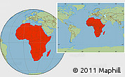 Savanna Style Location Map of Africa, within the entire world