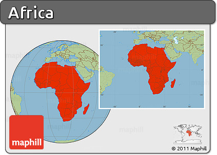 Savanna Style Location Map of Africa