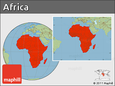 Savanna Style Location Map of Africa