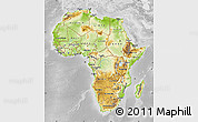 Physical Map of Africa, lighten, desaturated