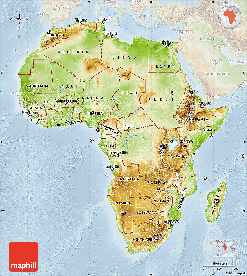 Physical Map Of Africa With Mountains United States Map