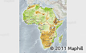 Physical Map of Africa, lighten, semi-desaturated