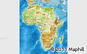 Physical Map of Africa, political shades outside