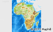 Physical Map of Africa, single color outside, bathymetry sea