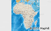 Shaded Relief Map of Africa, political shades outside, shaded relief sea