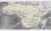 Shaded Relief Panoramic Map of Africa, desaturated