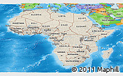 Shaded Relief Panoramic Map of Africa, political outside, shaded relief sea