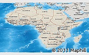 Shaded Relief Panoramic Map of Africa, semi-desaturated, land only