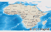 Shaded Relief Panoramic Map of Africa, single color outside