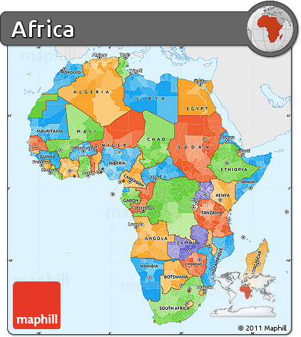 Political Simple Map of Africa, single color outside