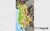Physical 3D Map of Albania, darken, semi-desaturated, land only
