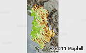 Physical 3D Map of Albania, darken, semi-desaturated