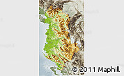 Physical 3D Map of Albania, semi-desaturated