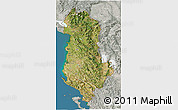 Satellite 3D Map of Albania, lighten, semi-desaturated, land only