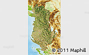 Satellite 3D Map of Albania, physical outside