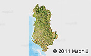 Satellite 3D Map of Albania, single color outside, bathymetry sea, shaded relief sea