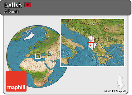 Satellite Location Map of Ballsh, highlighted country, within the entire country