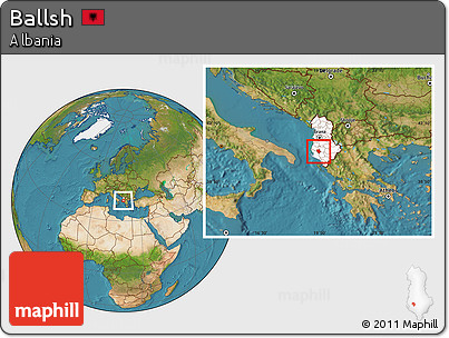 Satellite Location Map of Ballsh, highlighted country