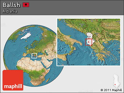 Satellite Location Map of Ballsh, highlighted country