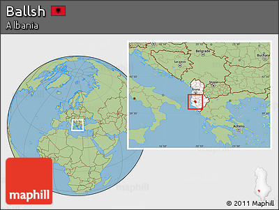 Savanna Style Location Map of Ballsh, highlighted country, within the entire country