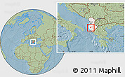 Savanna Style Location Map of Ballsh, highlighted country, hill shading