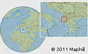 Savanna Style Location Map of Ballsh, hill shading